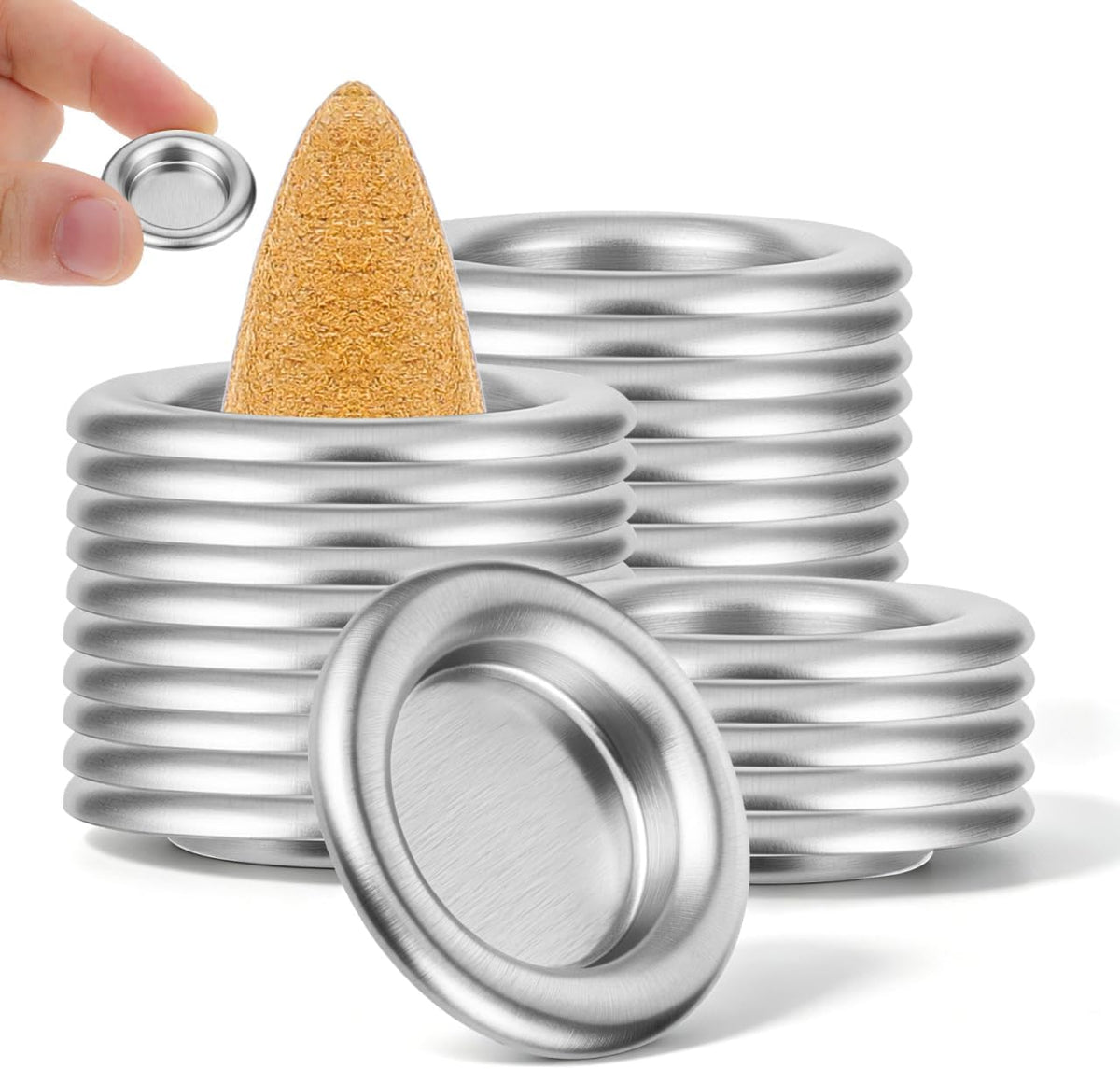 Lurrose 30 Pack Mini Metal Incense Holder Tray