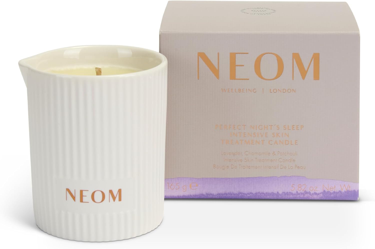 NEOM - Intensive Skin Treatment Candle | 4.93 Fl Oz (140gr) | Lavender, Chamomile & Patchouli | Massage Oil Candle for Sleep | 100% Natural Fragrances | Nourish & Soften | Signature Sleepy Scent