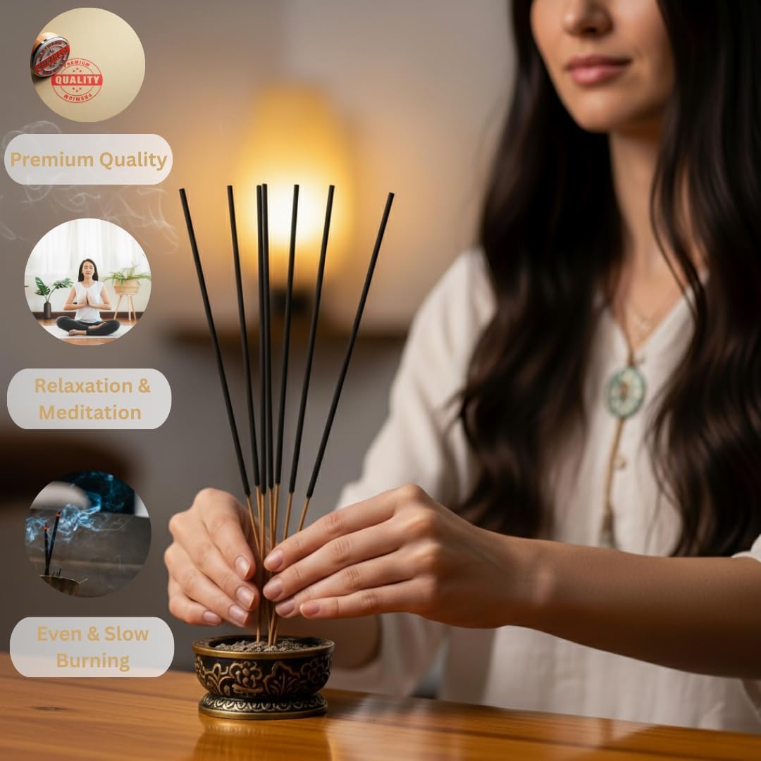Bless-International-Sandalwood 100%-Natural-Handmade-Incense-Sticks Organic-Chemicals-Free-for-Relaxation-Positivity-Yoga-Meditation 12-Inches-1-Hour-Plus-Burning-Time-100-Sticks-250-GM