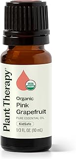 Plant Therapy Organic Pink Grapefruit Essential Oil Pink 10 mL (1/3 oz), 100% Pure, Undiluted Citrus Paradisi for Aromatherapy, Skin, Hair & Home