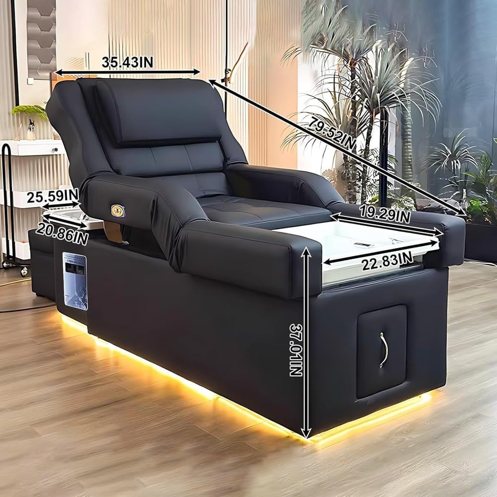 Shampoo Bed, Electric Lift Massage Bed, Head Spa Equipment with Water Circulation, Fumigation, Foot Bath SPA Shampoo Table