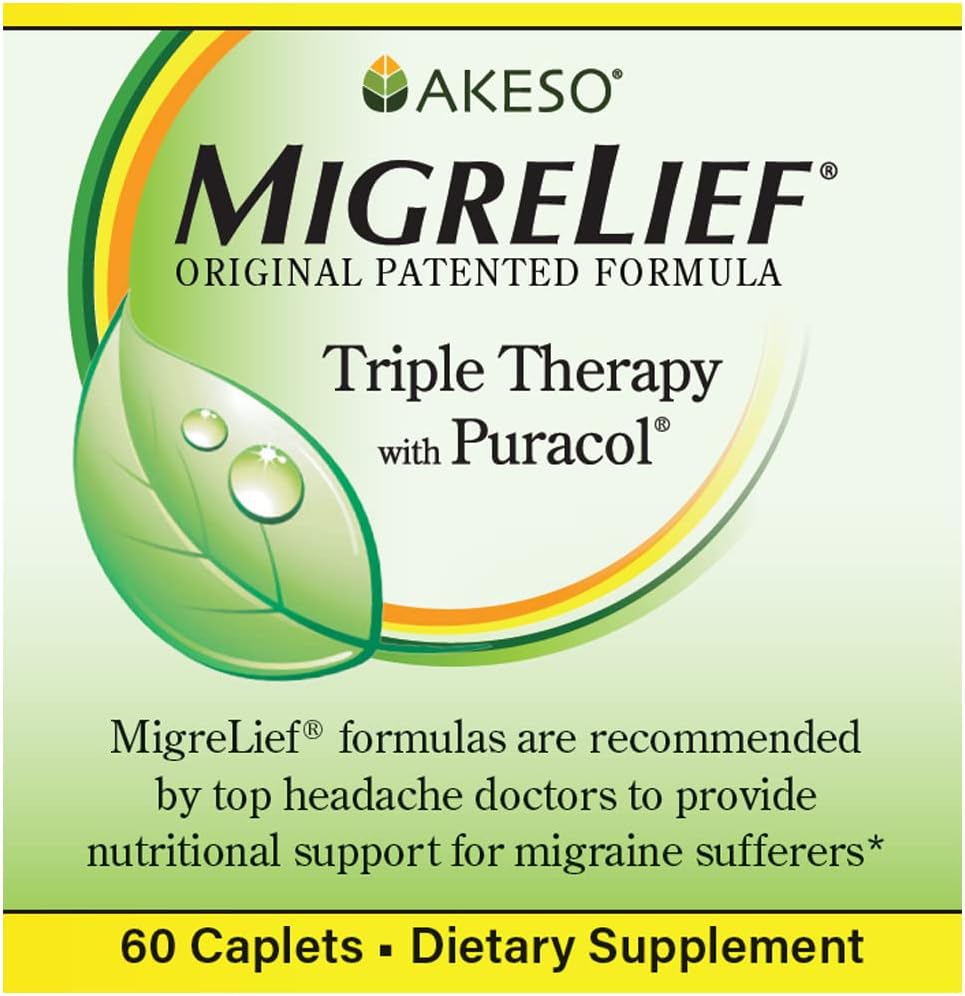 Nutritional Support & Comfort Kit for Migraine Sufferers - MigreLief Original Daily Triple Therapy Formula, Plus MigreLief Comfort Stick Essential Oils Roll-On (10ml) - 1 Month Supply.