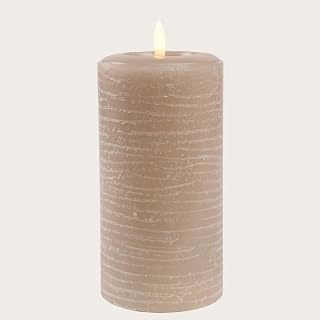 LumiPur Signature Collection Natural Glow Flickering Flameless LED Wax Pillar Candle (3.5" x 7", Mushroom)