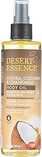 Desert Essence Jojoba, Coconut & Chamomile Body Oil Spray, 24-Hour Moisture After Shower Finishing Oil for Sensitive Skin, Fast-Absorbing Hydration, 8.28 fl oz