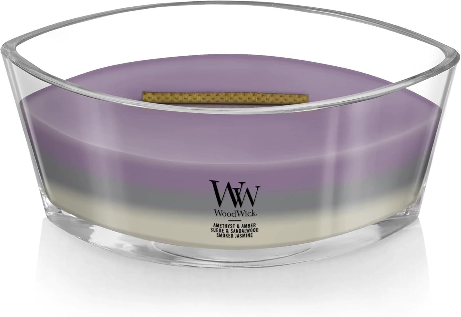WoodWick Amethyst & Amber Gifts for Women and Men, 16 oz Ellipse Trilogy Candle with Crackling Wick