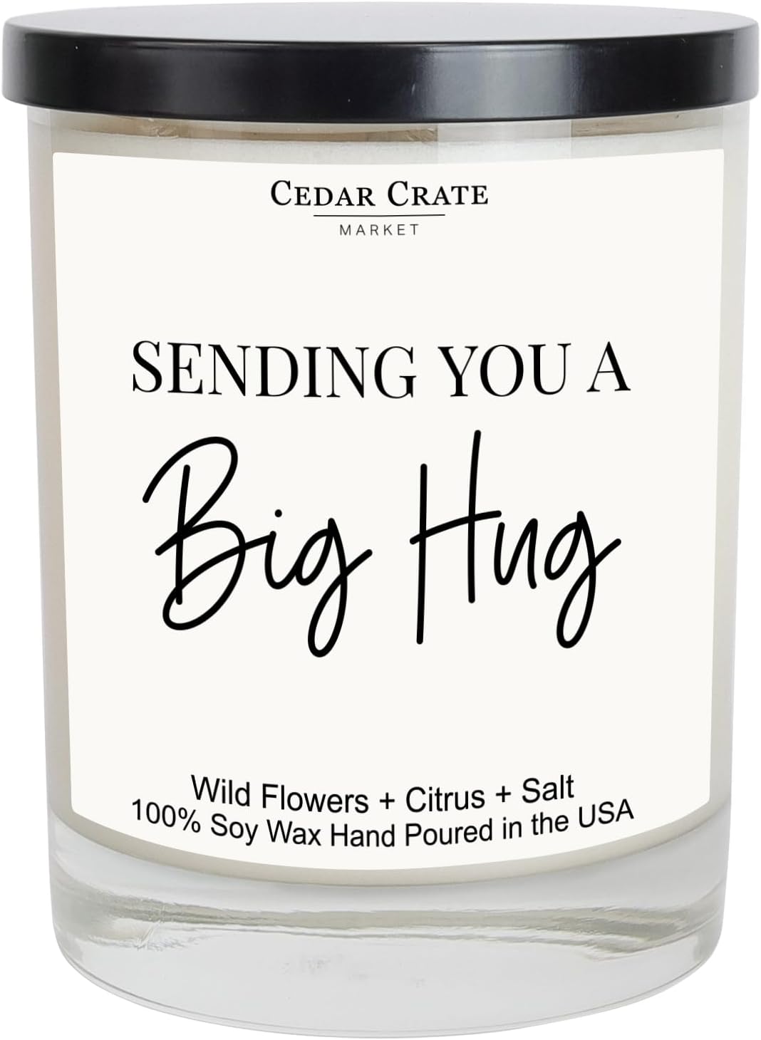 Cedar Crate Market Sending You a Big Hug Candle – Wild Flowers +Citrus + Sea Salt – Comfort Gift for Friends, Sympathy, Long Distance, or Thinking of You – Natural Soy Wax, Hand Poured in USA