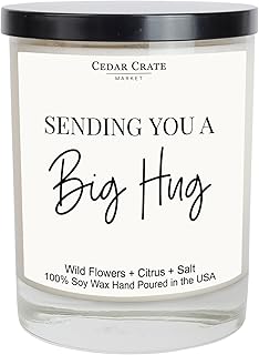 Cedar Crate Market Sending You a Big Hug Candle – Wild Flowers +Citrus + Sea Salt – Comfort Gift for Friends, Sympathy, Long Distance, or Thinking of You – Natural Soy Wax, Hand Poured in USA