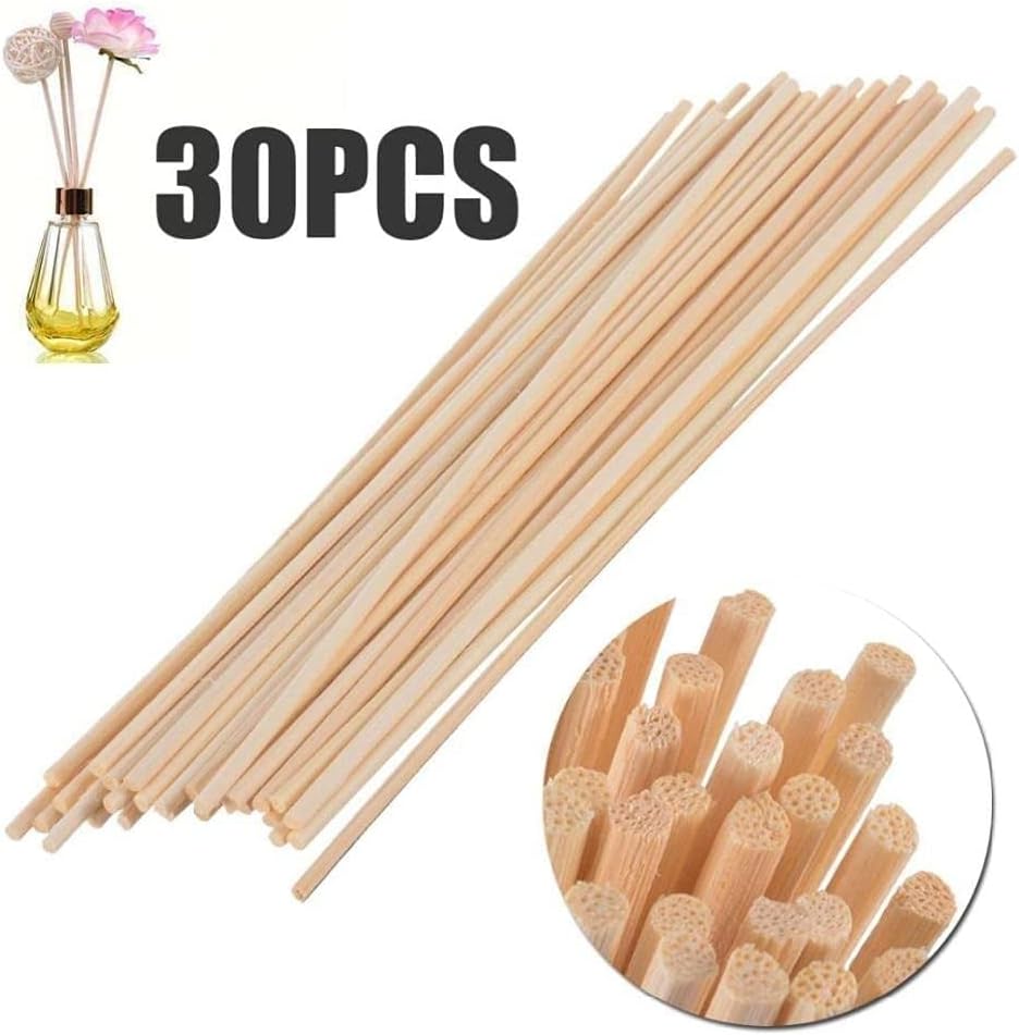 30Pcs Wood Rattan Reed Sticks, Fragrance Diffuser Reed Sticks, Essential Oil Aroma Diffuser Replacements Sticks for Home,Office,Wedding Decor Useful and Fashion