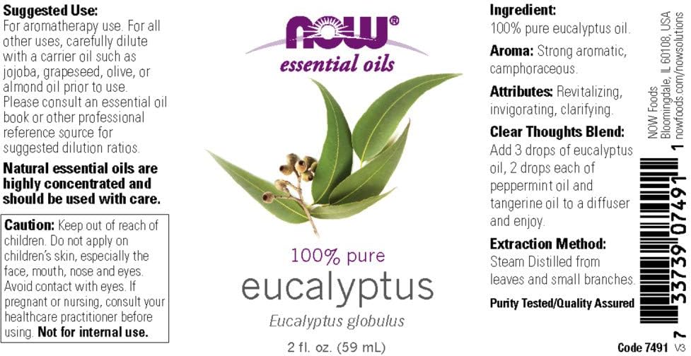 NOW Eucalyptus Essential Oil, 2 Fl Oz (1 Count)