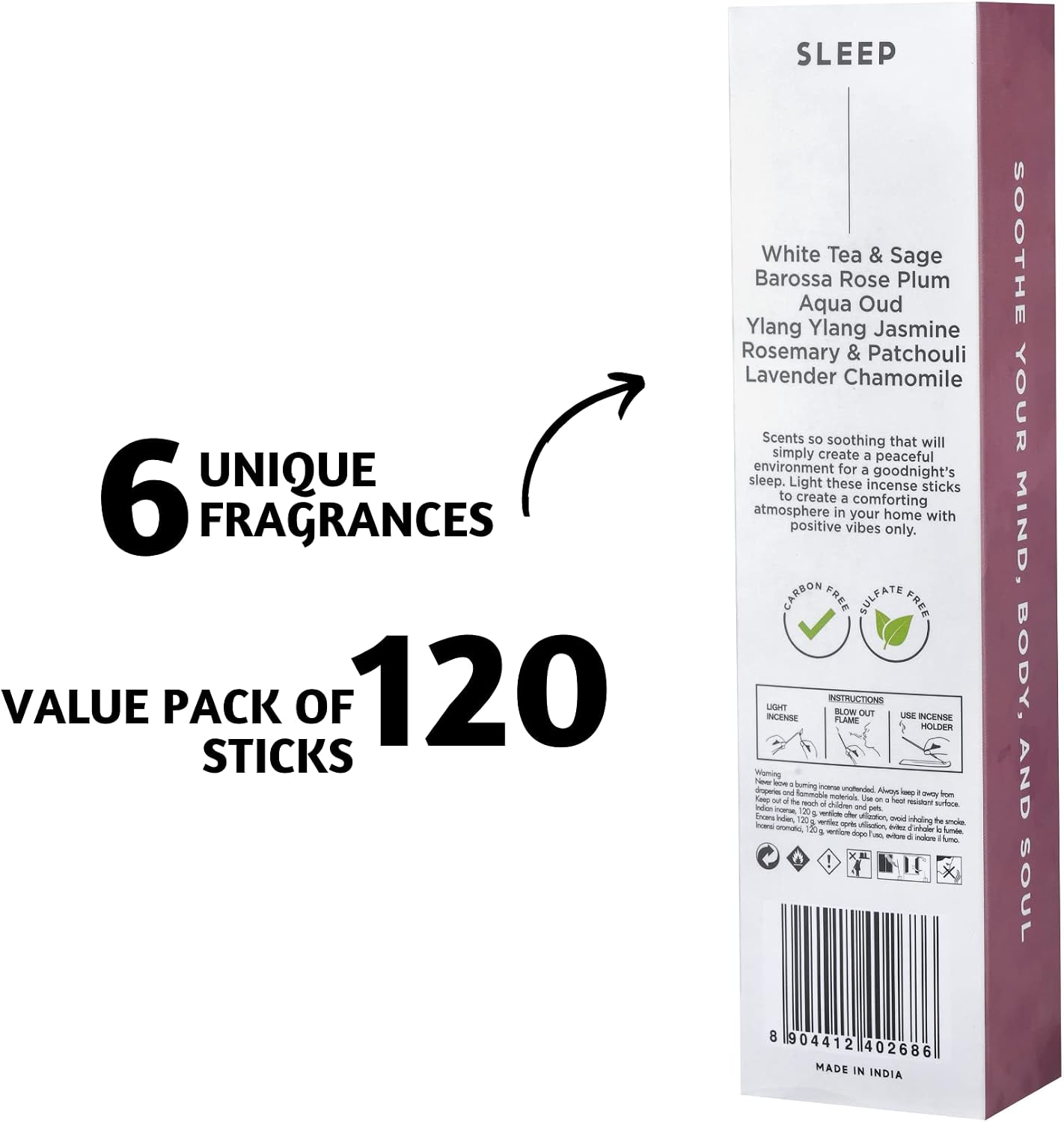 Folkulture Incense Sticks, Set of 6 Insenses (120 Sticks) Variety Pack - Farmhouse Gift Set, Natural and Non Toxic (Total 240 Sticks)