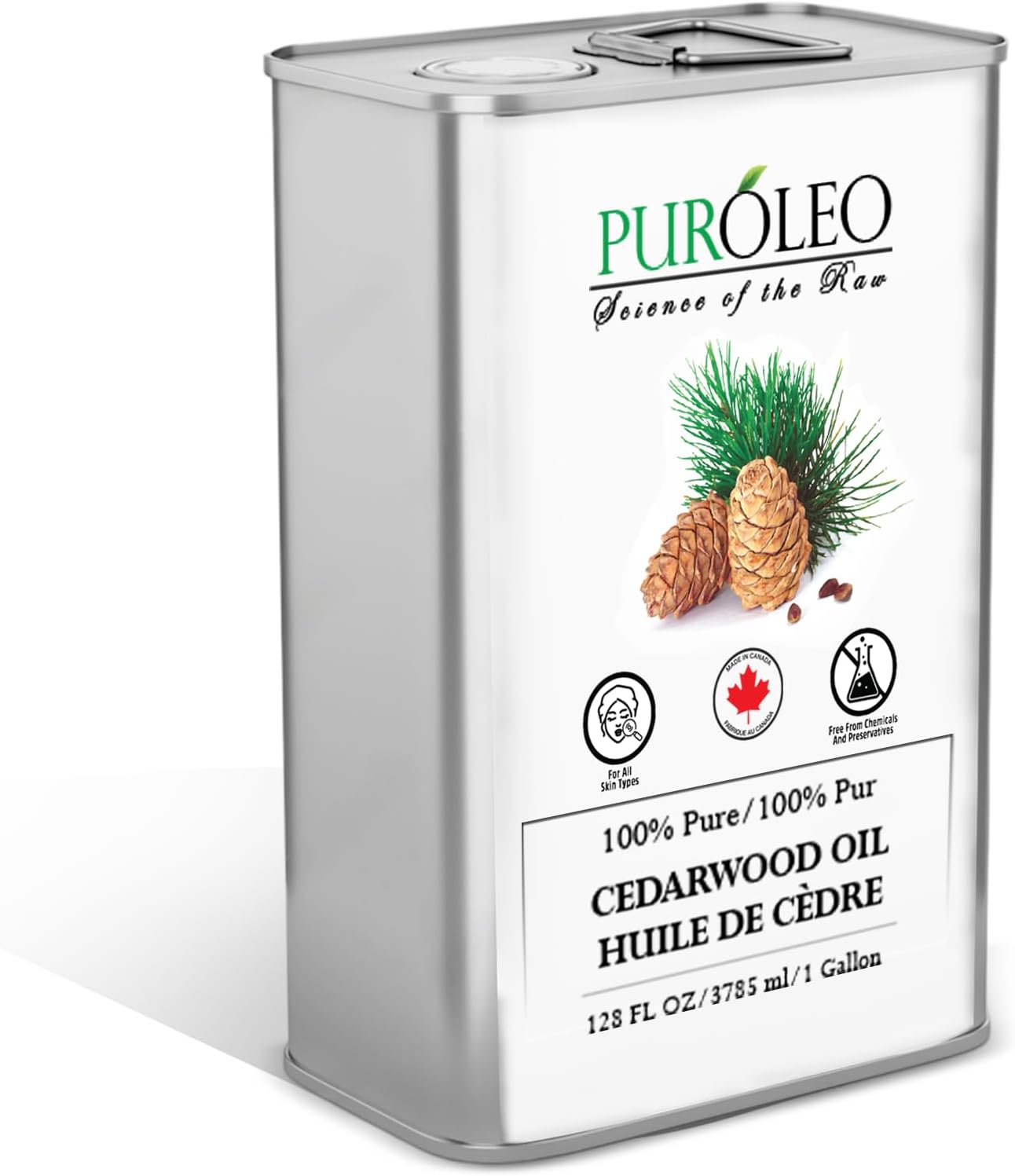 PUROLEO Cedarwood Essential Oil 128 Fl Oz/3785 ML (Packed in Canada) 100% Pure & Natural Cedarwood Oil for Aromatherapy, Relaxation, and Skin Care - Cedarwood Oil for Diffuser