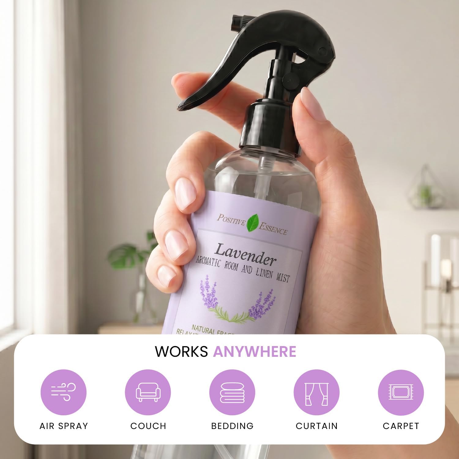 Lavender Pillow Spray – Natural Linen Mist with Pure Lavender Essential Oil, Calming Home Fragrance, Sleep Spray, Bathroom Freshener and Air Freshener – 8.5 fl oz