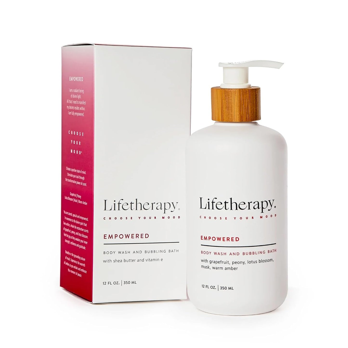Lifetherapy 3-in-1 Body Wash, Bubble Bath & Hand Wash, Empowered Fragrance - Lightweight for Sensitive Skin - Nourishing Daily Cleanser - Vegan Gluten Free, Paraben Sulfate & Phthalate Free 12oz