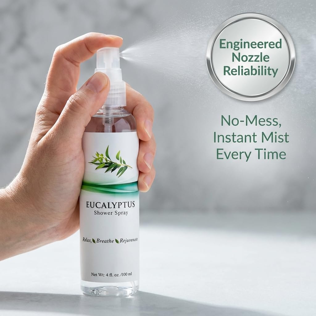 Three Drops of Life Eucalyptus Shower Spray, Premium Essential Oil Mist, Spa Quality for Strong Refreshing Scent, Home, Office and Bath (Eucalyptus Spray for Shower, 4oz)