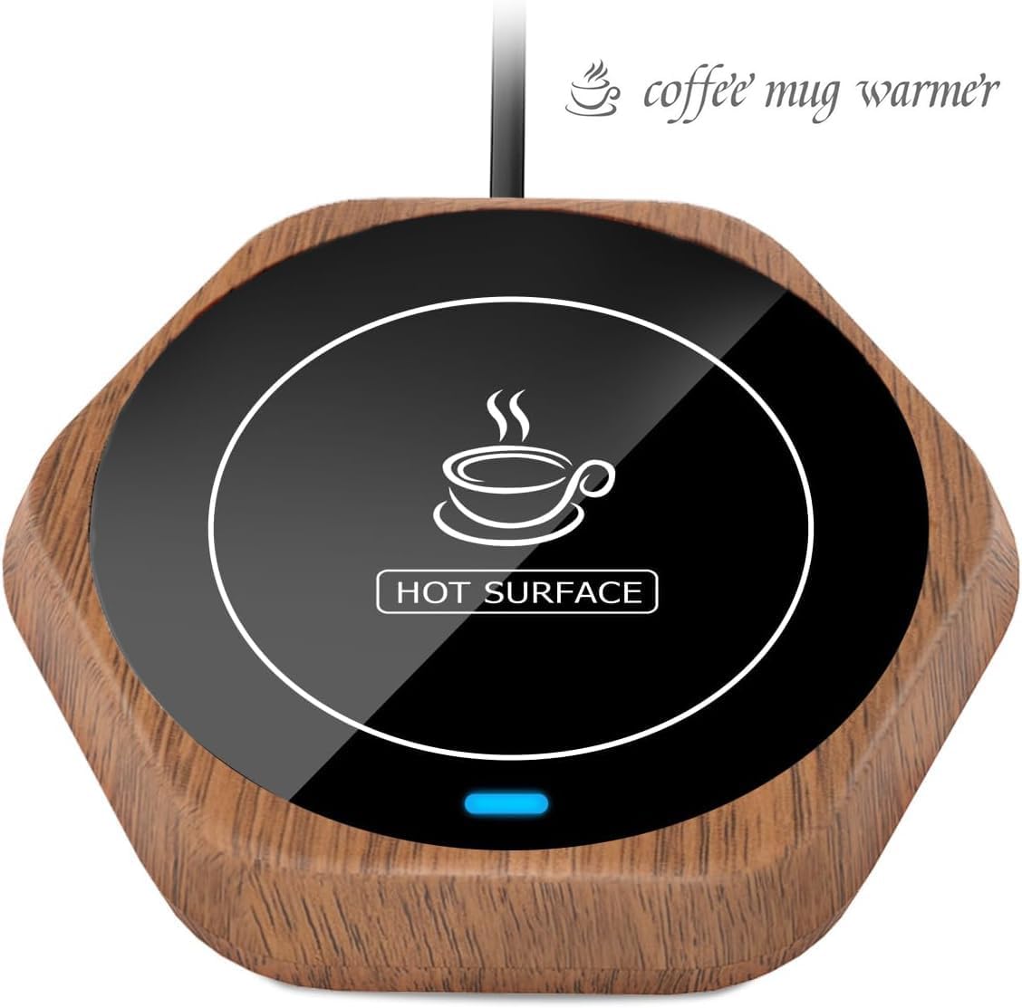 Coffee Mug Warmer: Smart Beverage Heating Plate Candle Wax Cup Warmer Electric Thermostat Coaster for Hot Coffee Milk Tea Water Cocoa Desk Home Office Use (R1 Wood Grain)