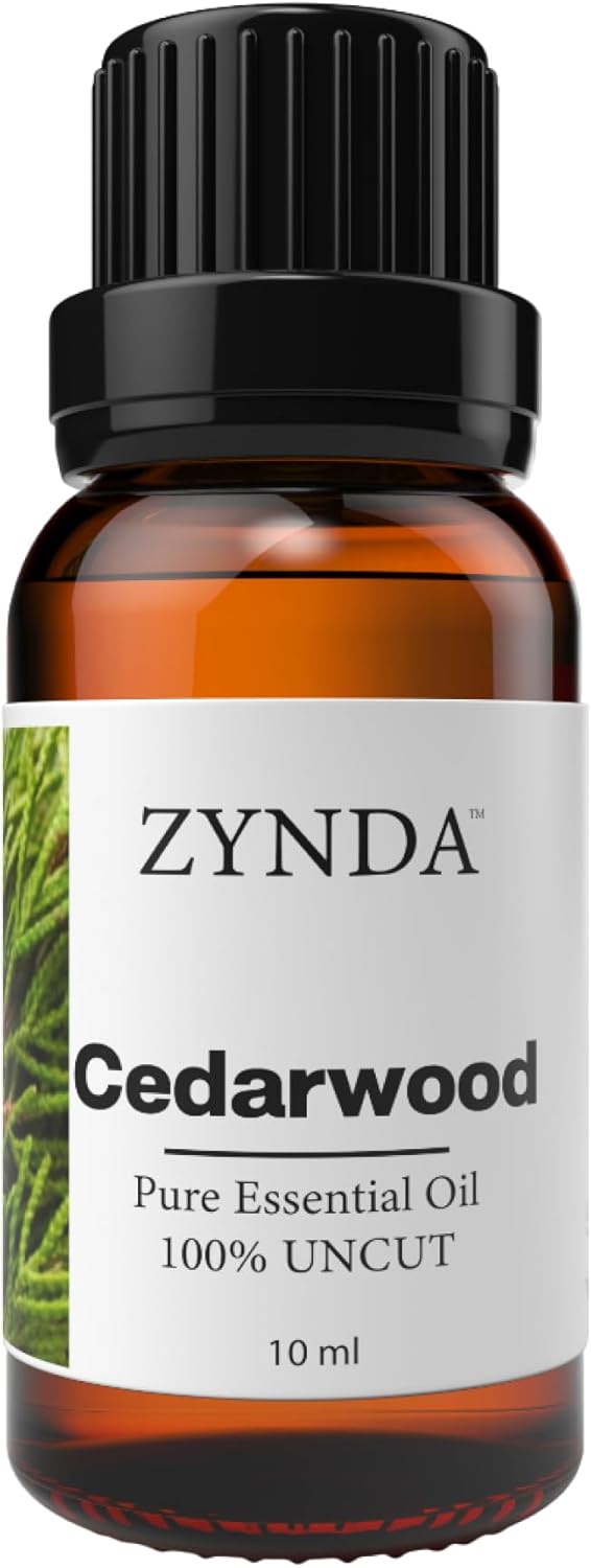 Cedarwood Essential Oil Pure and Natural – Premium Organic 100% Uncut Cedar Essential Oil Extract for Aromatherapy, Diffuser, Massage, Relaxation, and Skin Care – 10ml Amber Glass Bottle