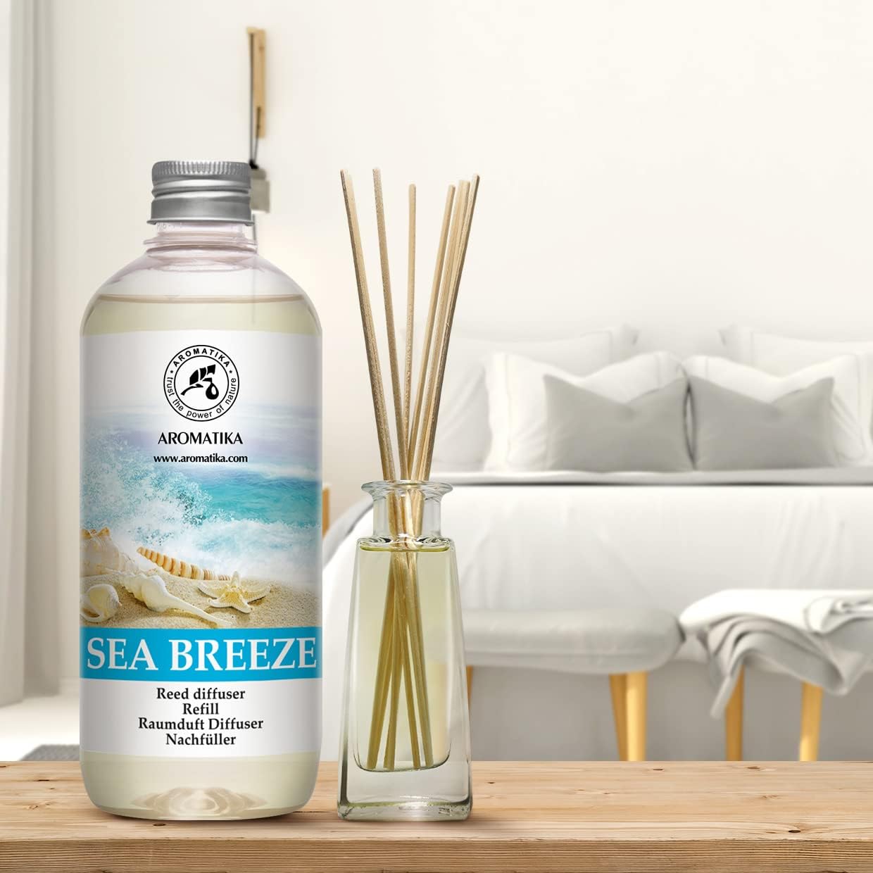 Reed Diffuser Refill Sea Breeze 17 Fl Oz - Room Diffuser Refill - Home Fragrance - Fresh Fragrance - Sea Breeze Diffuser - Scented Diffuser with Fresh Scent - Room Freshener - Long Lasting Fragrance