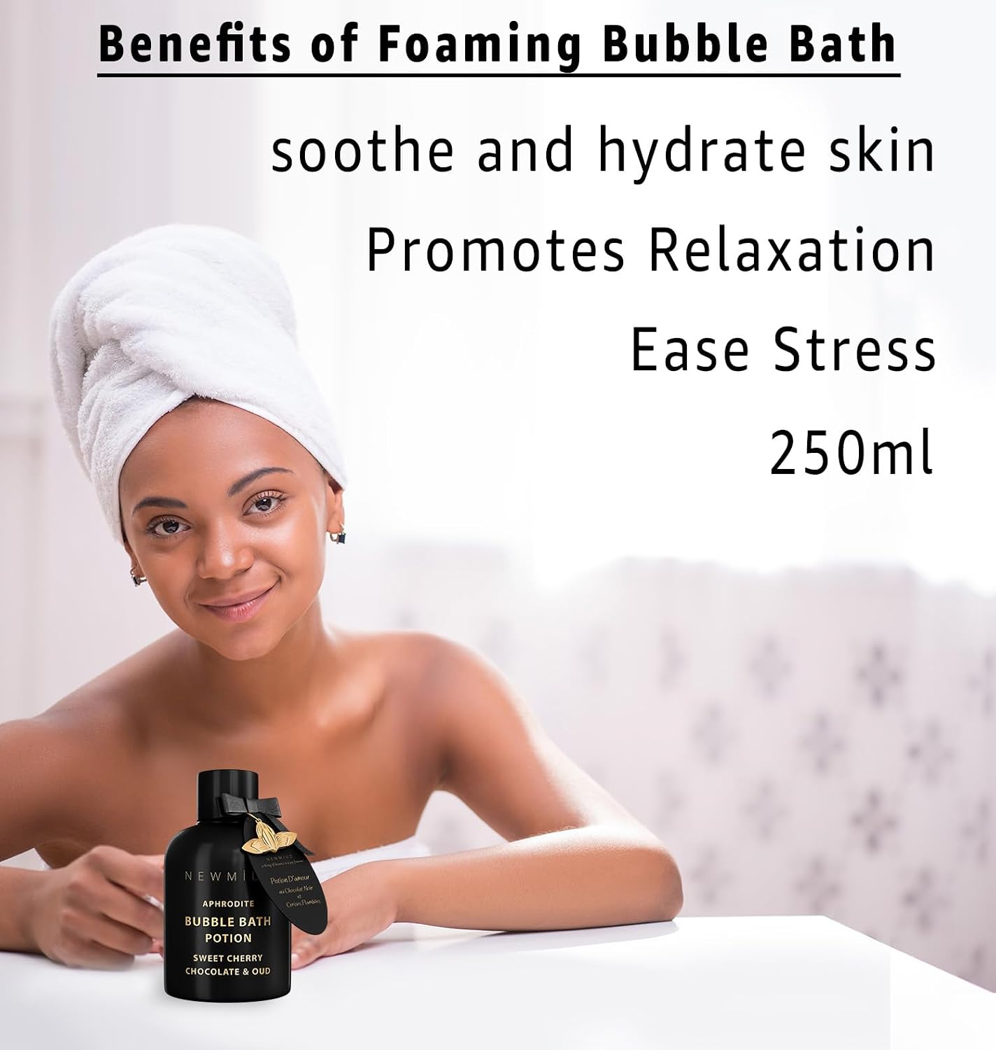 Premium Bubble Bath Long Lasting Foaming Bubbles Romantic Bath for Couples Cherry Chocolate Oud Moisturizing Relaxing Stress Relief Calming Spa Gift