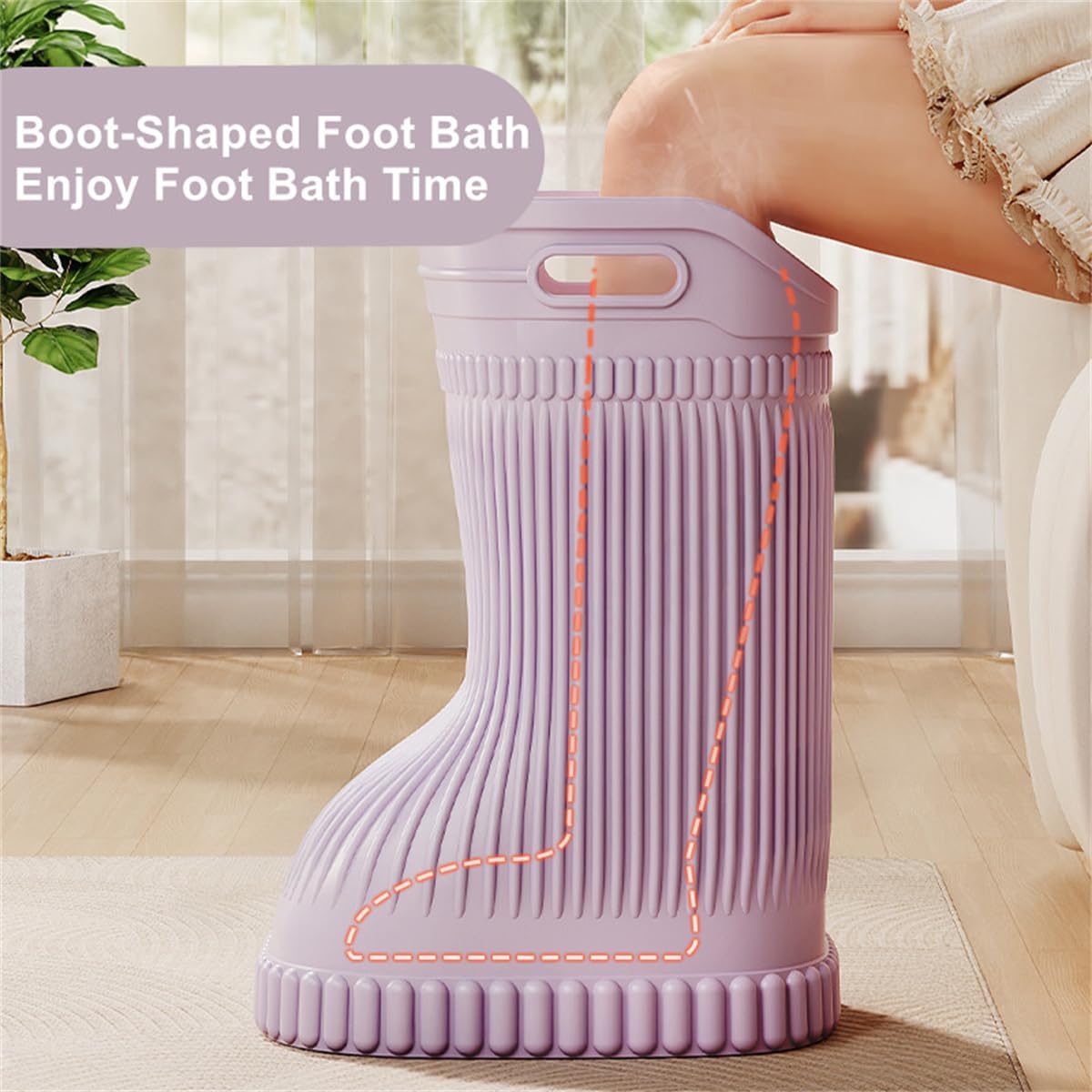 Foot Spa Bath,Boot Shaped with Massage Bumps & Calf Soaking for Relaxation, Pain Relief and Improved Circulation (grey,L)