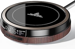 Coffee Mug Warmer for Desk, 50W Fast Heating Cup Warmer with Smart Display, 4 Temps & 12H Timer, Auto Shut Off for Tea, Milk, Hot Drinks - Wood Effect