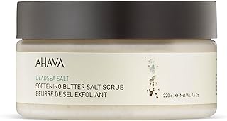 AHAVA Dead Sea Salt Softening Butter Salt Scrub - Rich, Buttery Body Scrub for Smooth, Radiant Skin, Energizes Sensation for Body & Mind, with exclusive Osmoter, Jojoba & Coconut Oil, 7.5 Fl.Oz