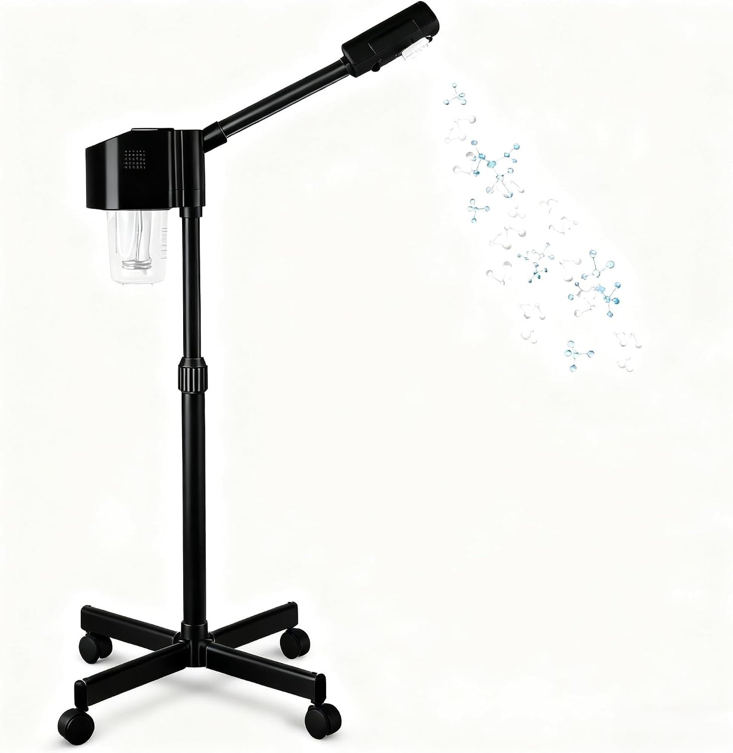 Professional Facial Steamer, Hot Mist Spray, Vaporizador Facial Steamer for Esthetician, Height Adjustable, SPA at Home, Black