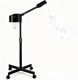 Professional Facial Steamer, Hot Mist Spray, Vaporizador Facial Steamer for Esthetician, Height Adjustable, SPA at Home, Black