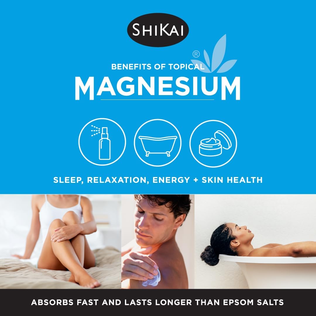 ShiKai Magnesium Bath Flakes with Arnica (32 oz) | Bath Salt Soak for Muscle Relief | Fragrance Free
