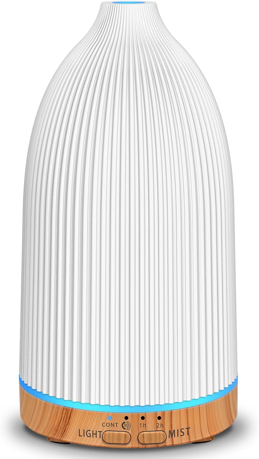URPOWER 150ML Essential Oil Diffusers for Home, Ultrasonic Aromatherapy Diffuser with 7 Color Changing Lights, Timer & Auto Shut-Off, Scent Diffuser for Bedroom, Office, Yoga