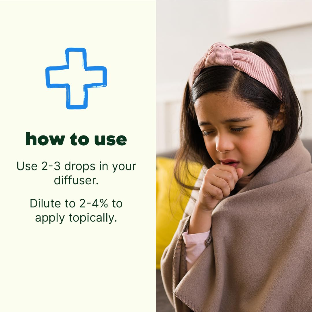 Plant Therapy Kids Quiet Cough Essential Oil Roll-on Pre-Diluted 10 mL (1/3 oz) 100% Pure, Support Respiratory Health, Ease Congestion