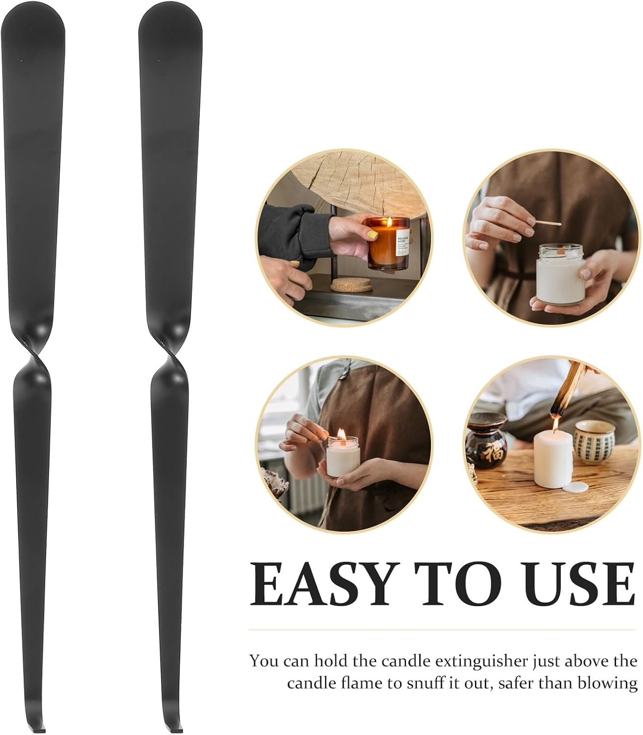 Lurrose 3pcs Stainless Steel Candle Wick Extinguishing Tool Set with Curved Hook Candle Snuffer and Wick Dipper for Flame Control for Home Décor