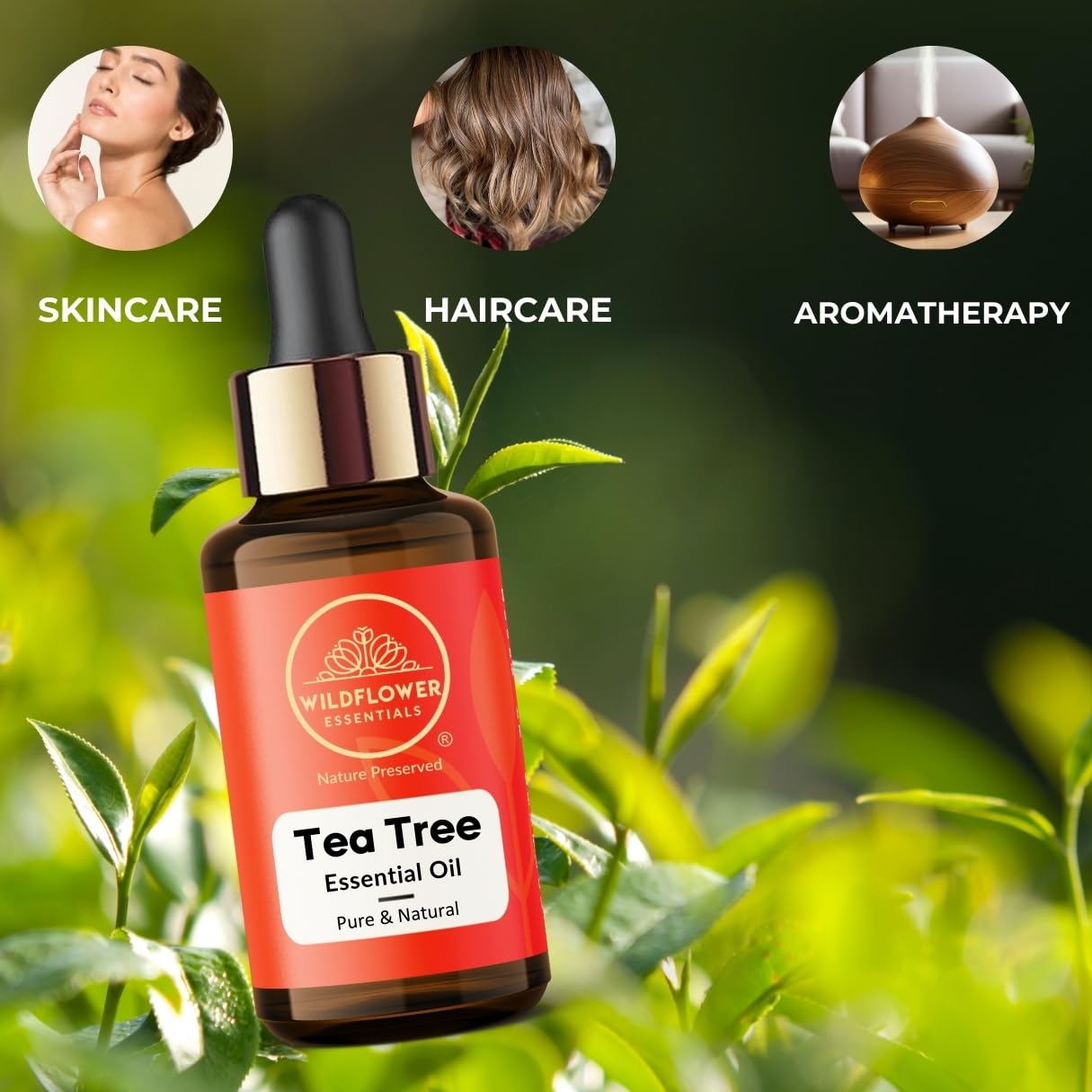 Tea Tree Essential Oil (Melaleuca alternifolia) 100% Natural Steam Distilled Oil For Face, Skin, Hair, Body | with Glass Dropper 1.01 Fl Oz (30ml)