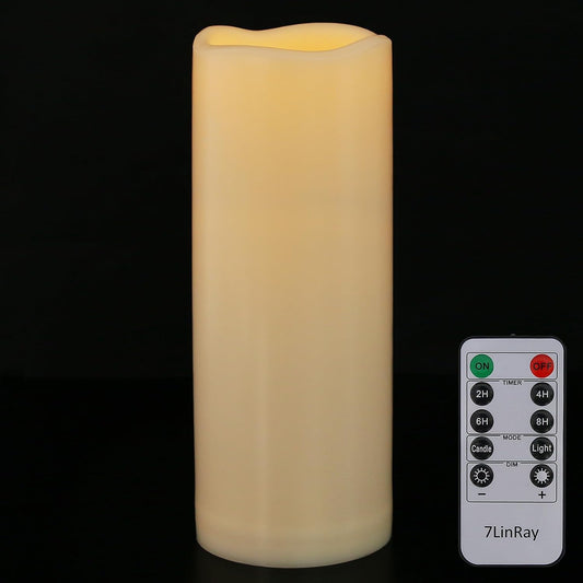 1 Pack 3" x 8" Outdoor Flameless Candles with Remote and Timer