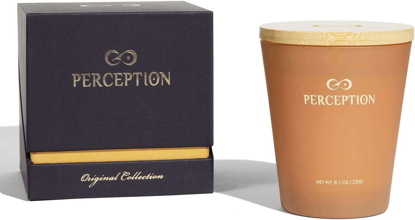 PERCEPTION AROMAS Luxury Scented Candle | Sandalwood Thyme | Hand Poured Soy Wax Candle with Gift Box | Elegant Fragrances | 50 Hour Burn Time (8.1 oz)