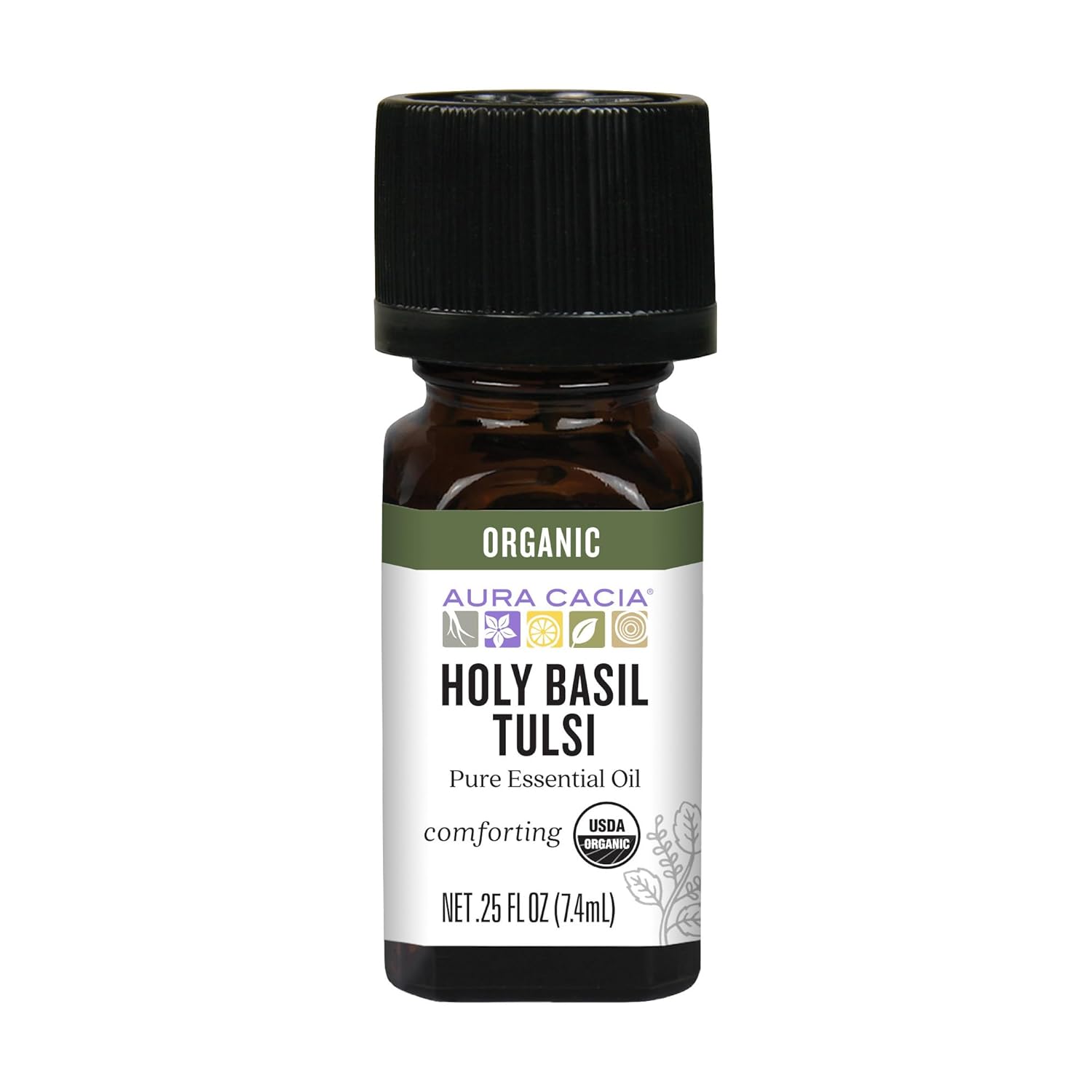Aura Cacia Organic Holy Basil Essential Oil, 0.25 FZ