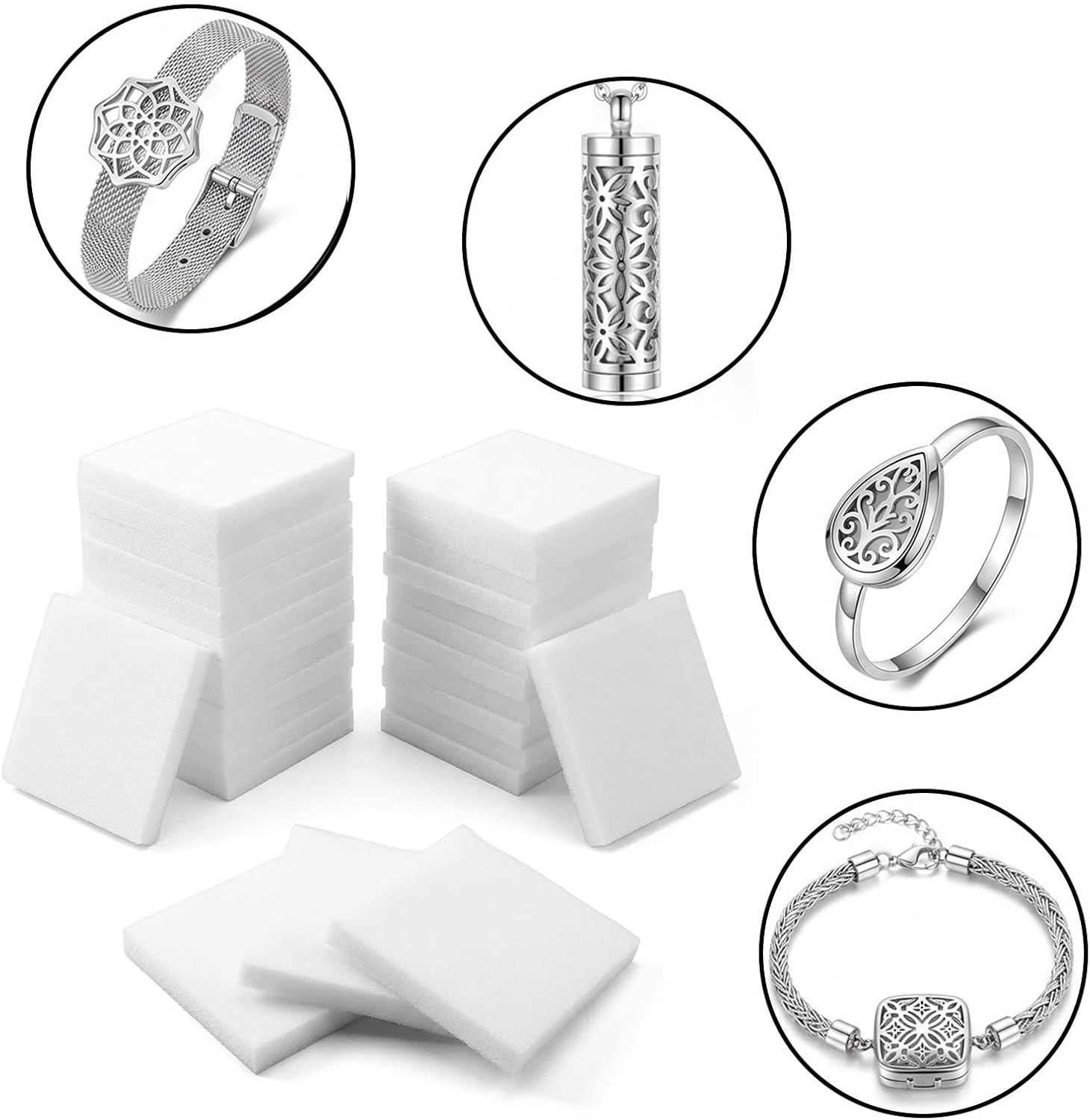 Andibro 150Pack Unscented Aroma Pads, 1.2x0.9'' White Essential Aroma Oil Refill Pads Synthetic Fiber Diffuser Replacement for Electronic Aromatherapy Devices Plug-in Diffusers Car Diffusers