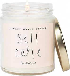 Sweet Water Decor Self Care Non Toxic Soy Candle - Candles for Home or Gifts - 100% Cotton Wick & Spa Scented Soy Wax Candles with 40 Hour Burn Time - 9oz Clear Jar - Made in the USA