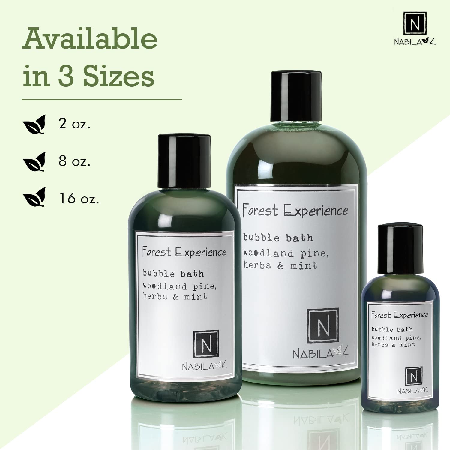 Nabila K Forest Experience Bubble Bath with Pine, Herbs & Mint | Natural & Organic, Sulfate-Free, Tear-Free | Luxury Aromatherapy Bath Soak for Sensitive Skin | for Women & Men, 8 oz