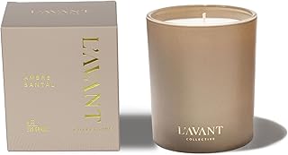 L'AVANT Collective Luxury Scented Candle | Clean-Burning Soy & Coconut Wax, Non-Toxic, 40 Hour Burn Time | Home Decor Candle in Minimal White Jar, Gift Ready | 8 oz | Ambre Santal