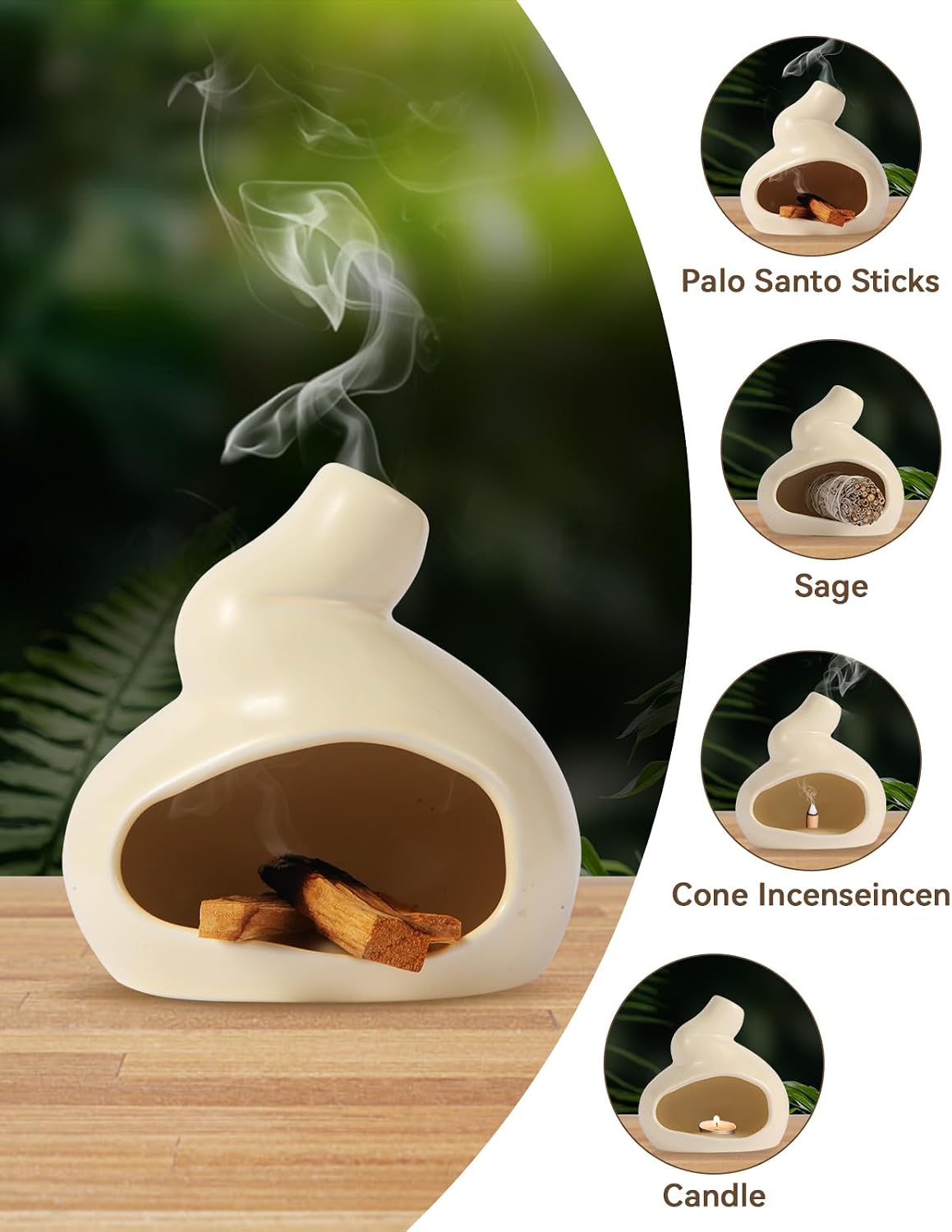 Handmade Ceramic Palo Santo Holder, Mini Ceramic Fireplace for sage, Ideal for Meditation and Altars – Durable Design for Sticks Burning, Unique Meditation Gift（Yellow）