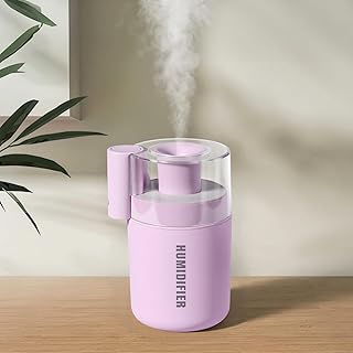 Small Mini Humidifier, USB Desk Cool Mist Humidifier Personal Portable Quiet Table Desktop Humidifiers for Cooling Home Office Car Summer Travel (180ml, Pink)
