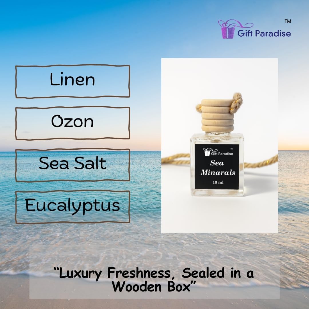 Sea Minerals Car Freshener Set of 3 – Long Lasting Premium Air Fresheners with Velvet gift bag – Refreshing Oceanic Scent for Car, Closet & Office