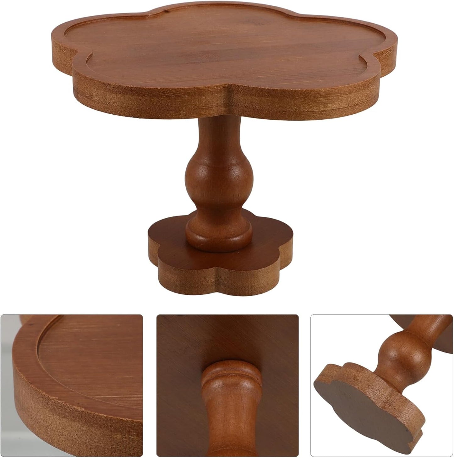Holibanna Wooden Aromatherapy Candle Tray with High-Stand Floral Edge, 19x13cm Decorative Wood Trinket Dish for Jewelry Storage and Home Décor Centerpiece