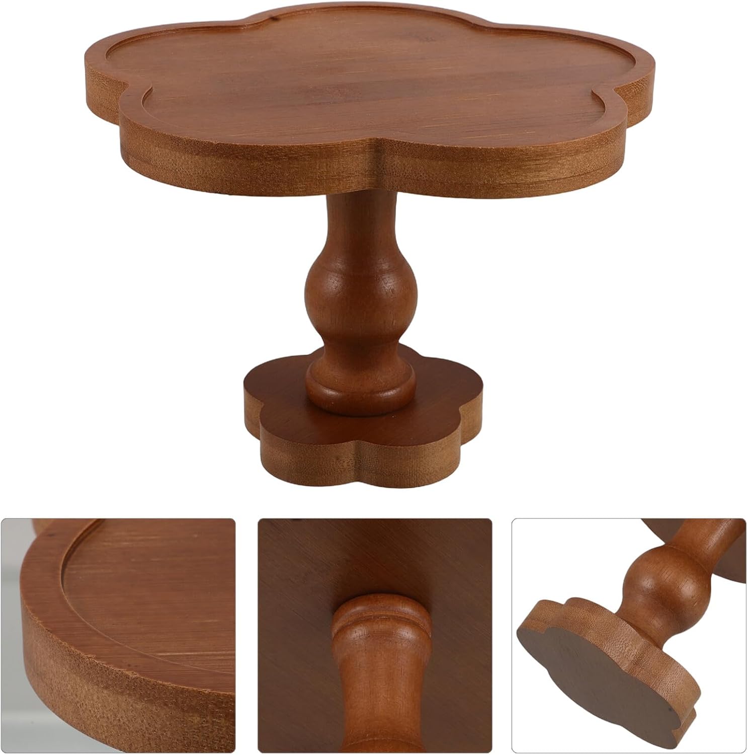 Holibanna Wooden Aromatherapy Candle Tray with High-Stand Floral Edge, 19x13cm Decorative Wood Trinket Dish for Jewelry Storage and Home Décor Centerpiece