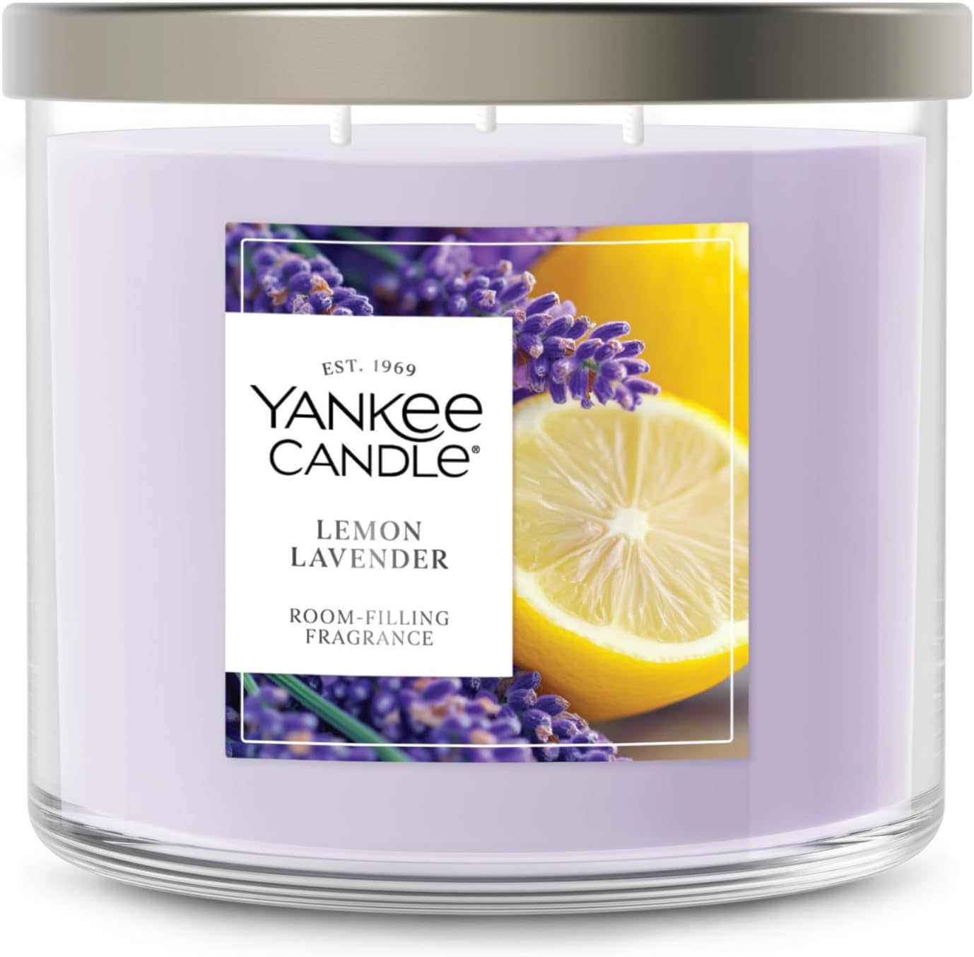 Yankee Candle Lemon Lavender Scented Candle, 14.5oz 3-Wick Candle Jar, Up to 40 Hours Burn Time, Giftable