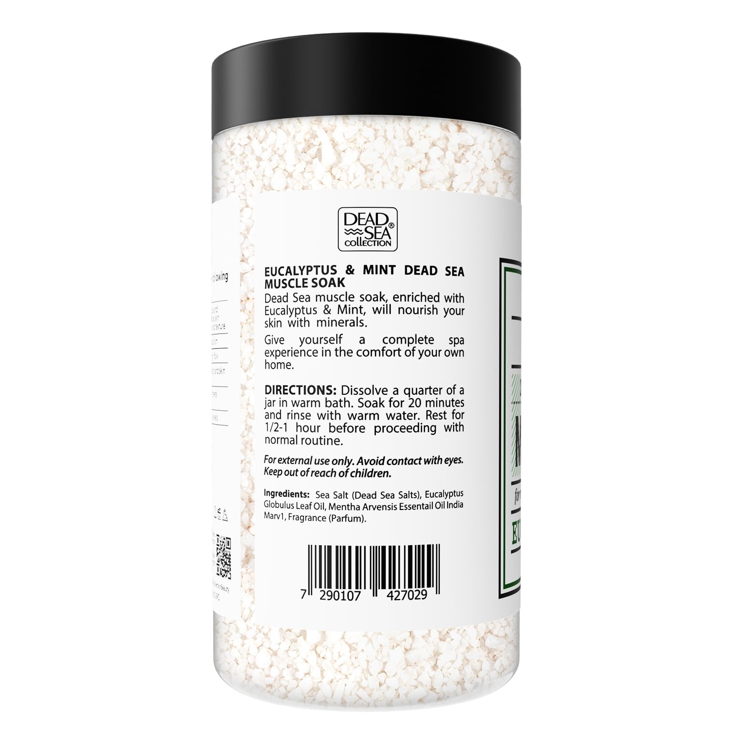 Dead Sea Collection Bath Salts for Men with Eucalyptus & Mint Oils - Muscle Recovery Bath Soak – Mens Pure Dead Sea Salt for Soothing and Relaxing - 37 Oz