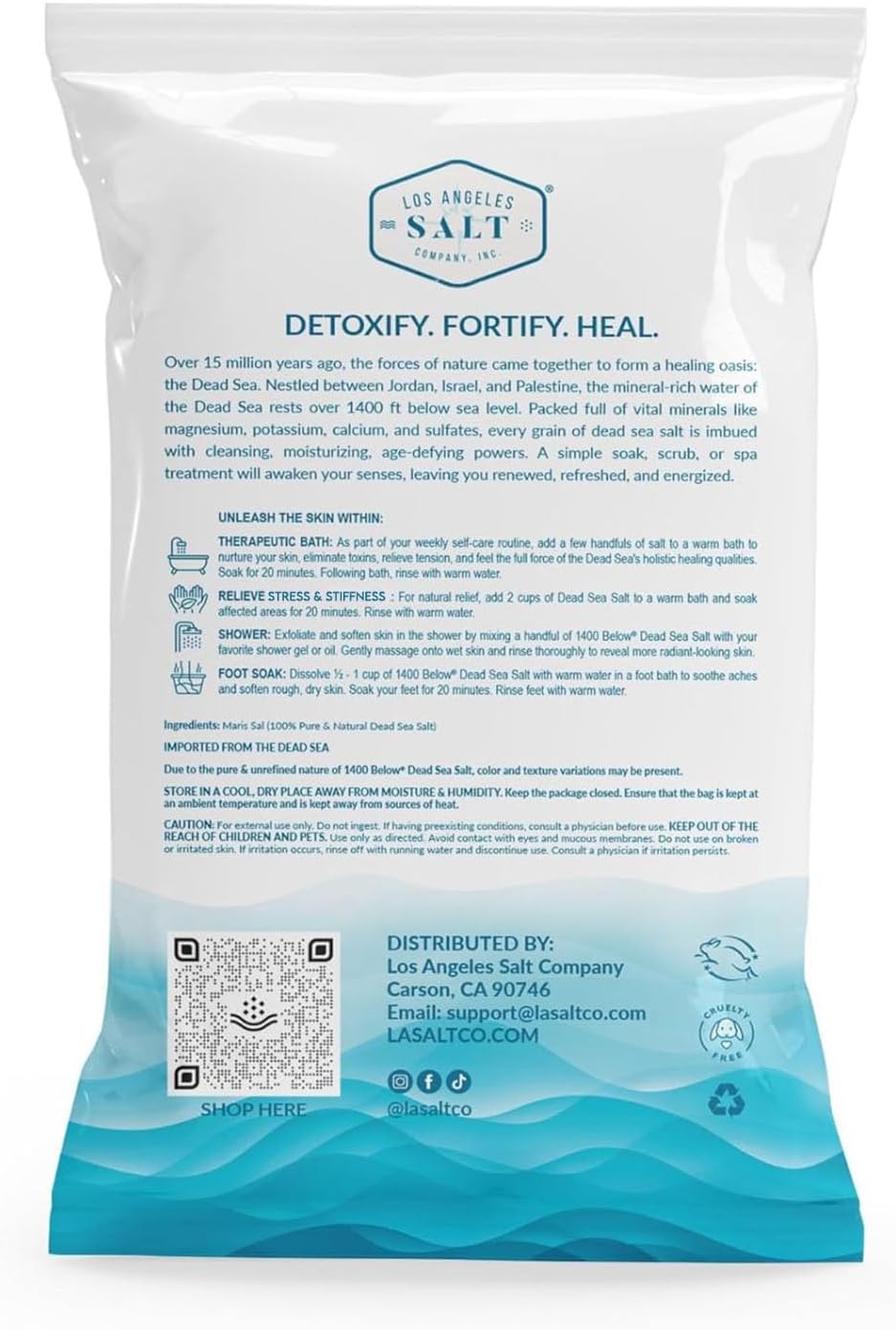 LA Salt Co.'s 100% Pure and Natural Dead Sea Salt Bulk 55 lb Bag, Fine Grain