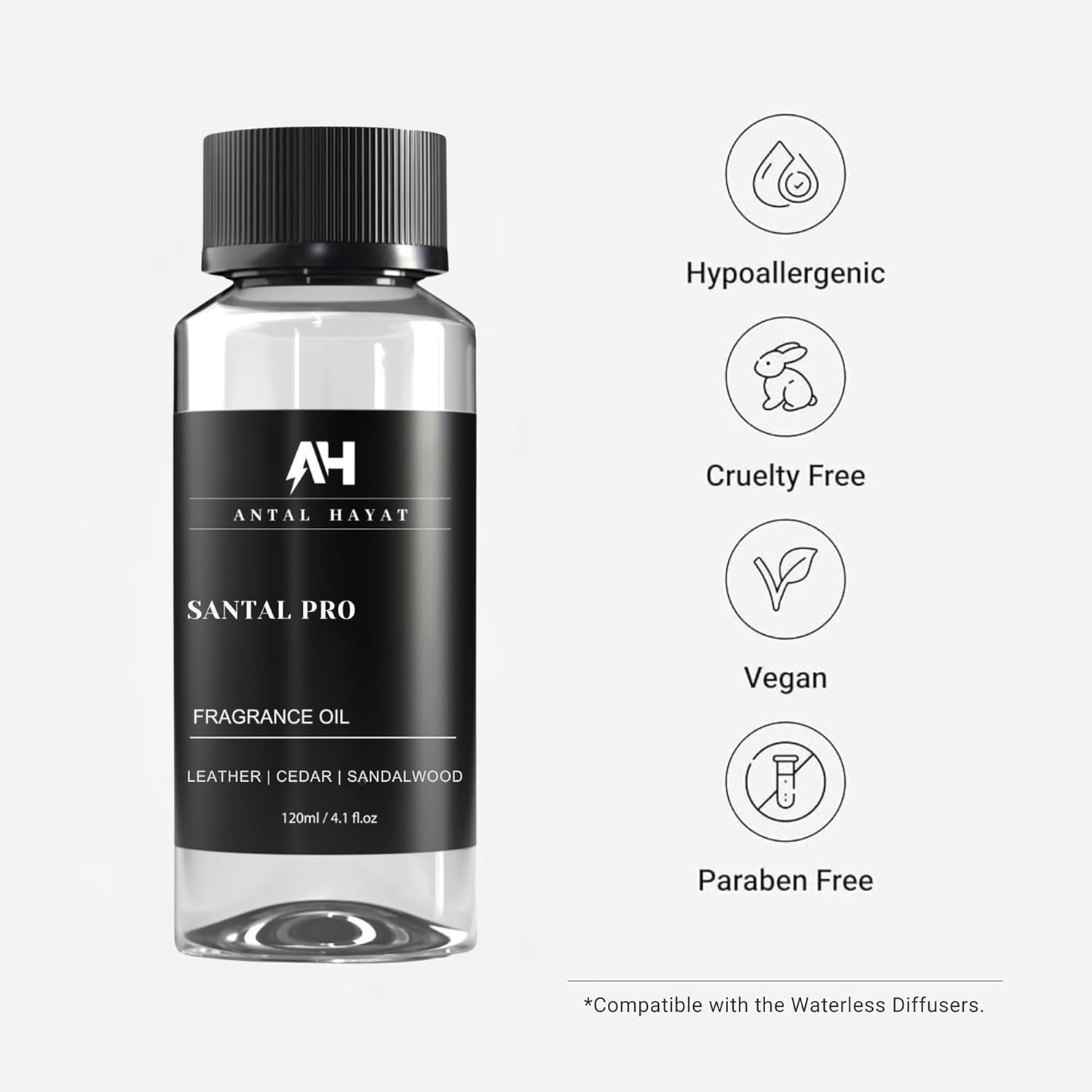 Hotel Scents Santal Diffuser Oil 120mL - Aromatherapy Fragrance Inspired by 5-Star Hotels - Notes of Sandalwood, Leather & Cedar - Inspired by Santal Perfume - Luxury Home Scents Refill