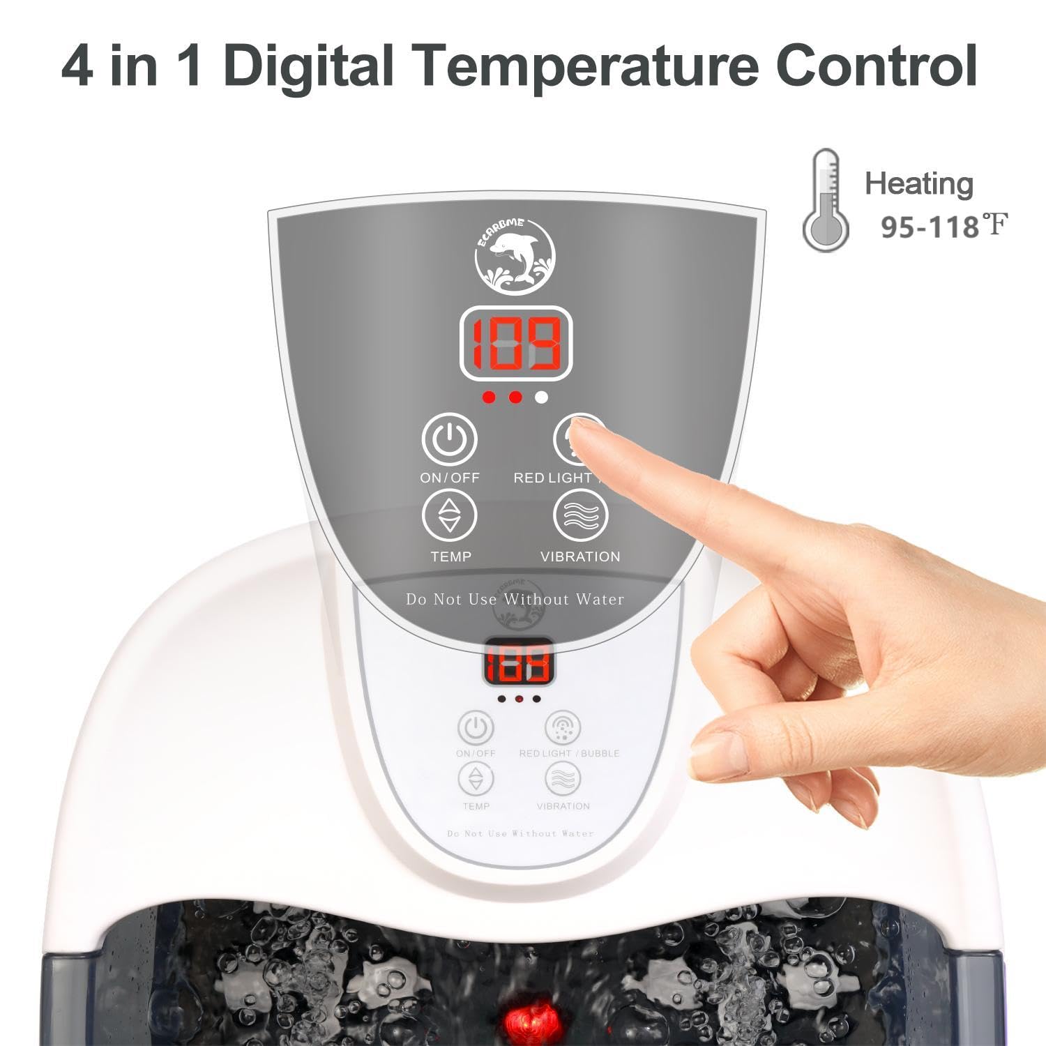 ECARBME Foot Spa Bath Massager with Heat, Foot Soaking Tub with 22 Massage Rollers, Temperature Control, Jets, Bubbles, Epsom Salt and Vibration, Foot Bath soak tub for Relaxation - Grey