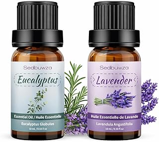 Sedbuwza Lavender Eucalyptus Essential Oil Set, Lavender Fragrance Oil Eucalyptus Scent Oil Set for Diffuser, Aromatherapy, Massage, Soap, Candle Making 2 x 10 ml